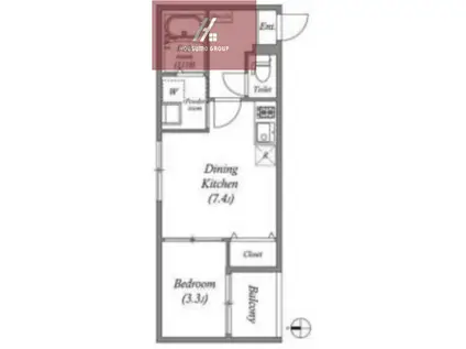 MADDERPLAIN(1DK/2階)の間取り写真