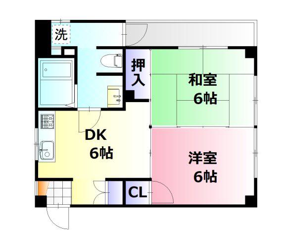 中田ビル(2DK/2階)の間取り写真