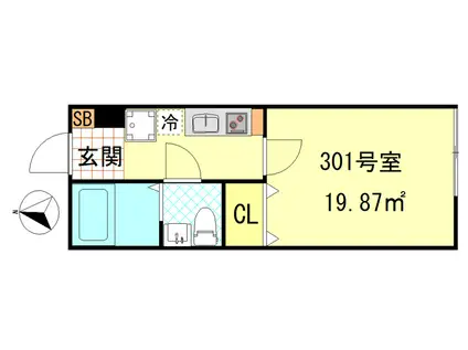 シーエフジオーレ大師駅前(1K/3階)の間取り写真
