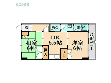 おくのコーポ(2DK/3階)の間取り写真