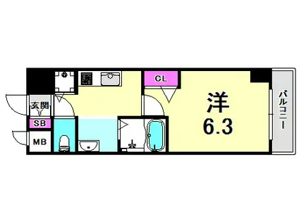 グランカリテ神戸ウエスト(1K/7階)の間取り写真