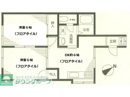コーポラスグリーン城山(2DK/1階)の間取り写真