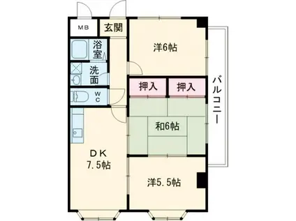 サンシャイン川久(3DK/4階)の間取り写真