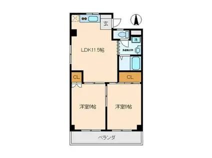 梅原マンション(2LDK/3階)の間取り写真