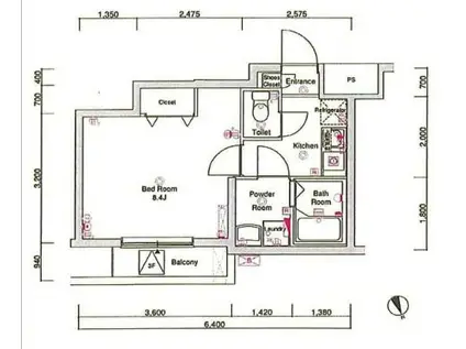 ガーランド桜新町(1K/1階)の間取り写真