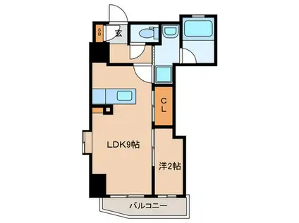 ジュネスピア八幡(1LDK/3階)の間取り写真