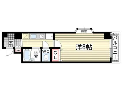 インペリアル六甲道(1K/3階)の間取り写真