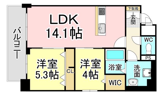 MYS CASETTA KOKURA(2LDK/2階)の間取り写真
