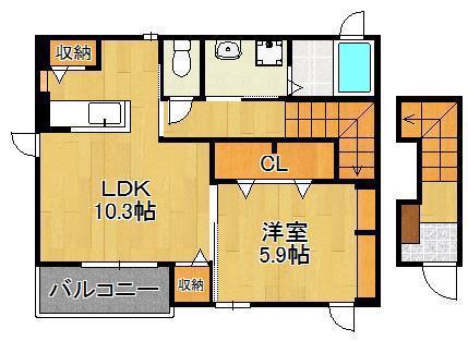 ビオラハウス I(1LDK/2階)の間取り写真