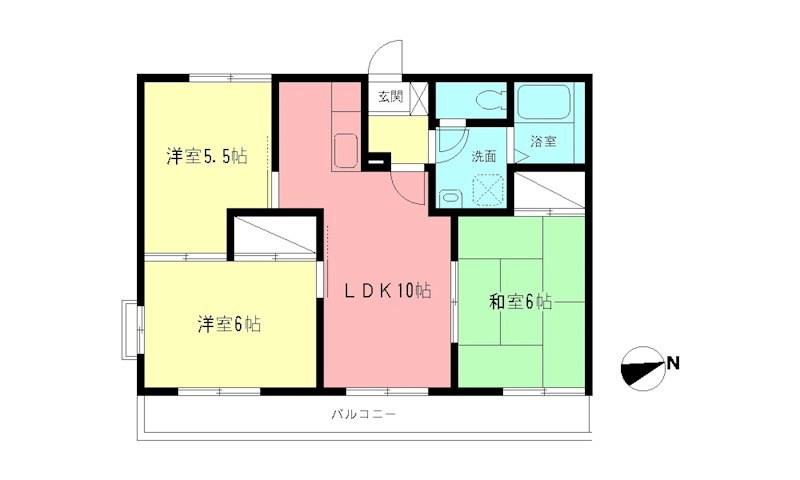 ファミーユ関野(3LDK/3階)の間取り写真