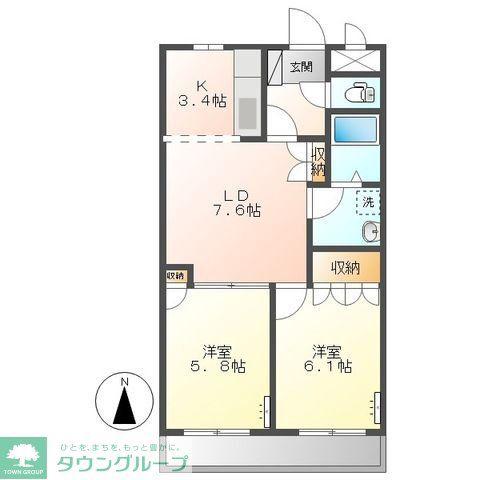 ヴァレーレ(2LDK/1階)の間取り写真