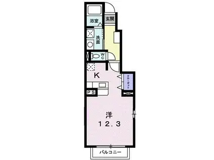 ドエルVIIIB(ワンルーム/1階)の間取り写真