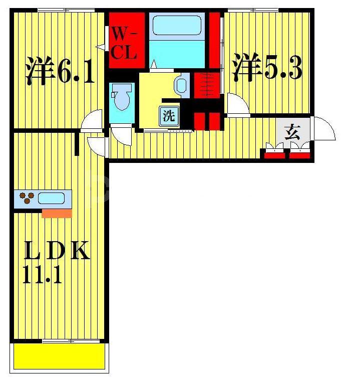 ベリーナ(2LDK/3階)の間取り写真