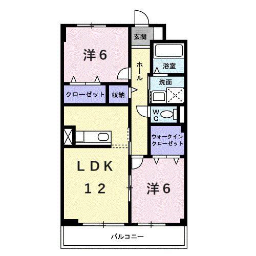 ソレアードII(2LDK/3階)の間取り写真