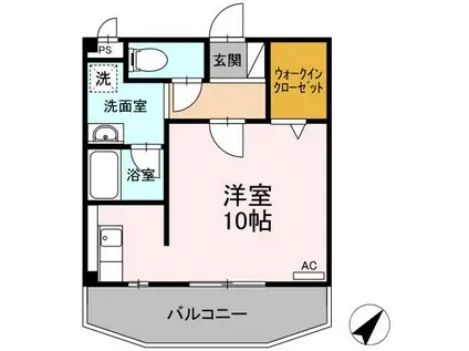 メゾントルヴェール(ワンルーム/2階)の間取り写真