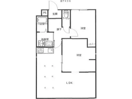 ピボットマンション池下(2LDK/4階)の間取り写真