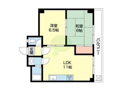 野島ビル(2LDK/4階)の間取り写真