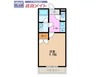 コーポバロン 中野(1K/3階)の間取り写真