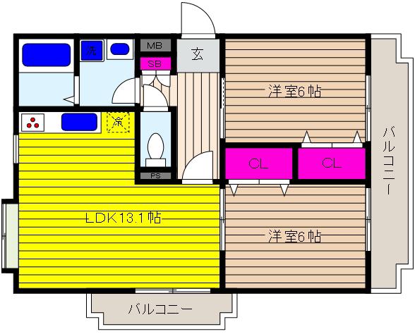 マノワール御影(2LDK/3階)の間取り写真