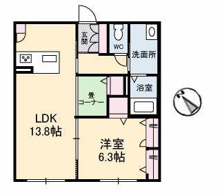 サンシティ水野(1LDK/1階)の間取り写真