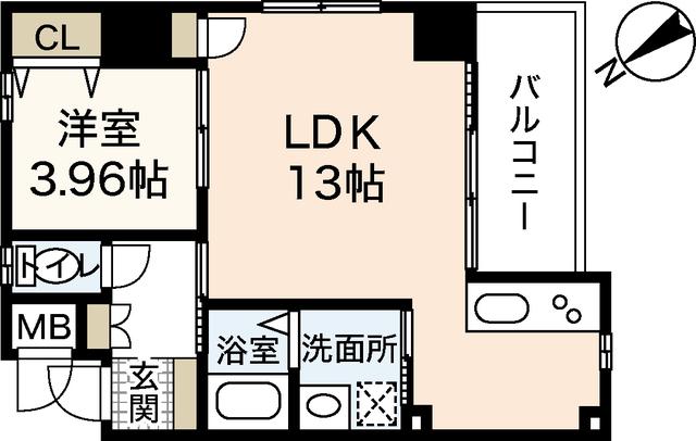 アールヴォレ楠木(1LDK/11階)の間取り写真