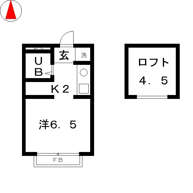 プラザドゥカルモ(1K/2階)の間取り写真