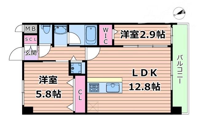 スプランディッドライズ新大阪ノース(2LDK/11階)の間取り写真