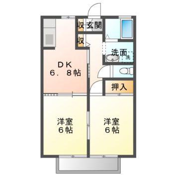 コンフォール(2DK/2階)の間取り写真