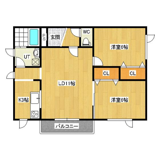 モダンラピュタ(2LDK/3階)の間取り写真