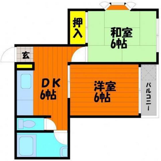 コーポ門田屋敷(2DK/2階)の間取り写真