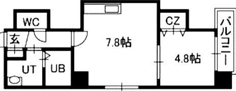 AZZURRI GARDEN 山鼻(1LDK/8階)の間取り写真