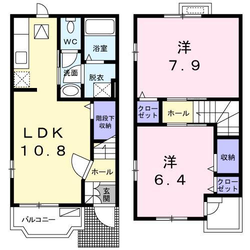アウローラ(2LDK/1階)の間取り写真