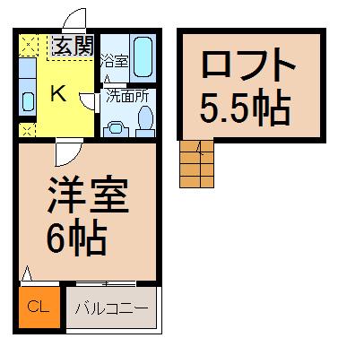 ラピュタ7(1SK/2階)の間取り写真