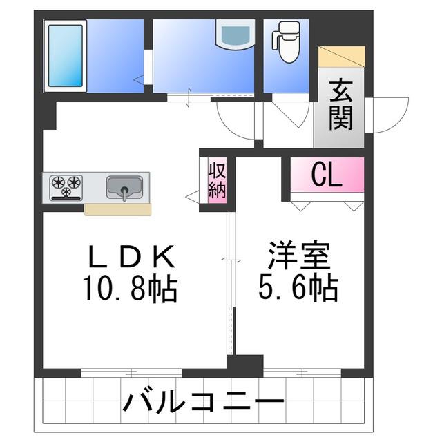 ベレオ和歌山駅東(1LDK/3階)の間取り写真