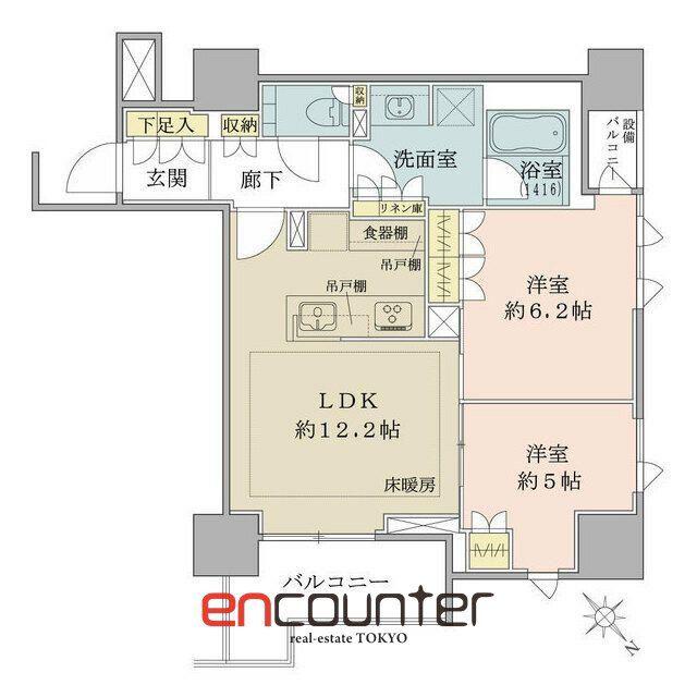 ザ・パークハウス千代田麹町(2LDK/9階)の間取り写真