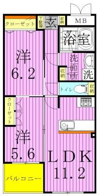 MAISON BLANC(2LDK/1階)の間取り写真