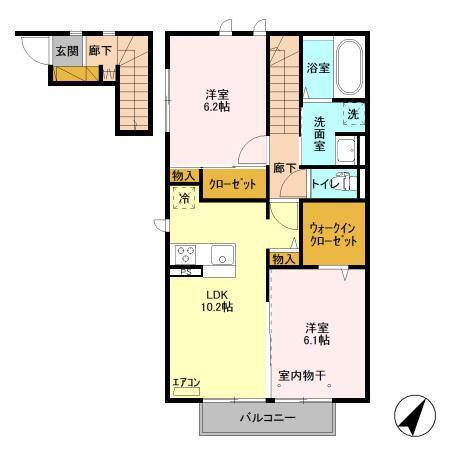 フジクレールB(2LDK/2階)の間取り写真