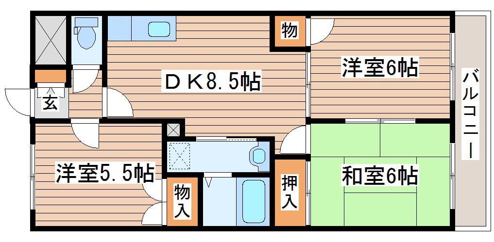 クリアスカイ(3DK/3階)の間取り写真