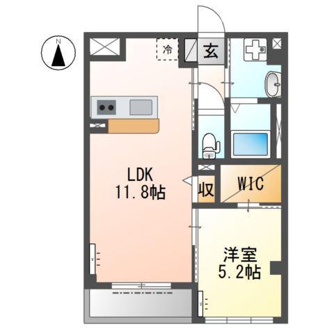 京王線 国領駅 徒歩9分 3階建 築1年(1LDK/3階)の間取り写真