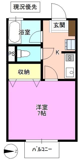 パインブリッジ(1K/2階)の間取り写真