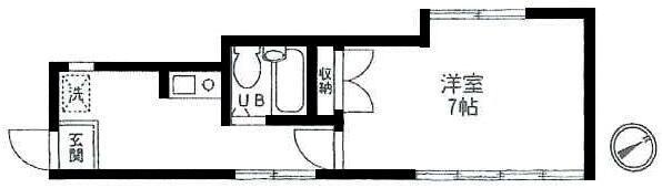 ライトウェル境木II(1K/2階)の間取り写真