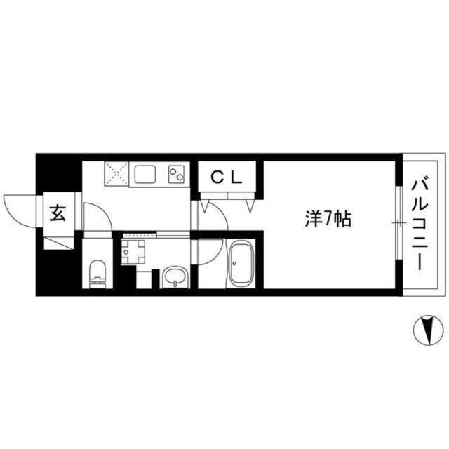 ジュール亀島(1K/4階)の間取り写真