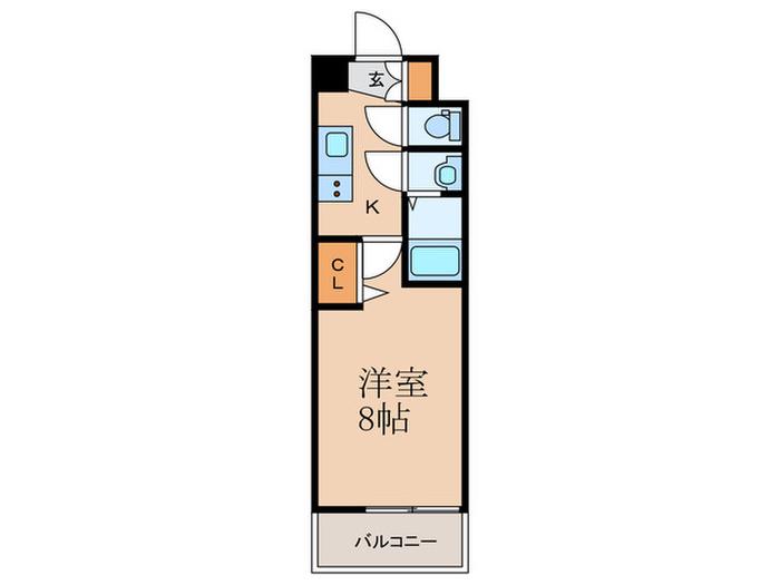 ソルテラス嵯峨嵐山(1K/2階)の間取り写真