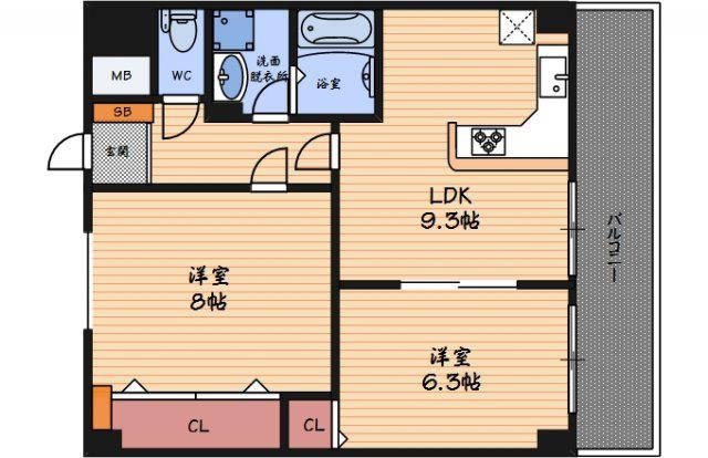 グランデフィオーレ(2LDK/7階)の間取り写真