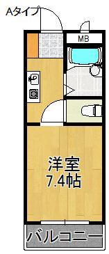 WAVE HOUSE(1K/2階)の間取り写真