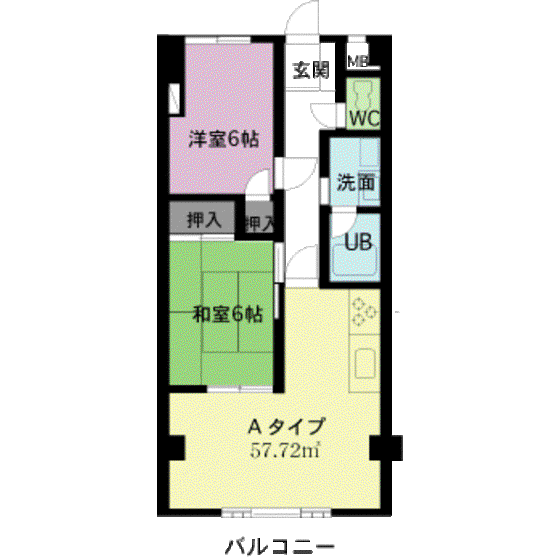ピースフルパレス(2LDK/2階)の間取り写真