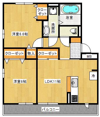 ジンミー(1SLDK/1階)の間取り写真