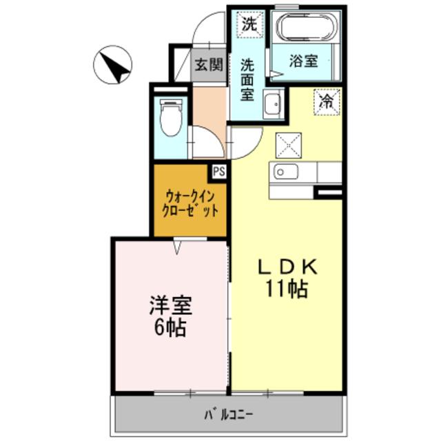 サンリッチ中野島(1LDK/1階)の間取り写真