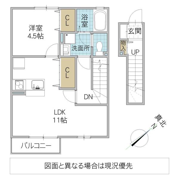 PINO(1LDK/2階)の間取り写真
