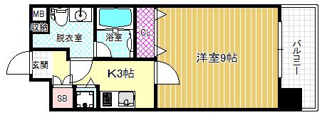 レジュールアッシュ福島(1K/7階)の間取り写真